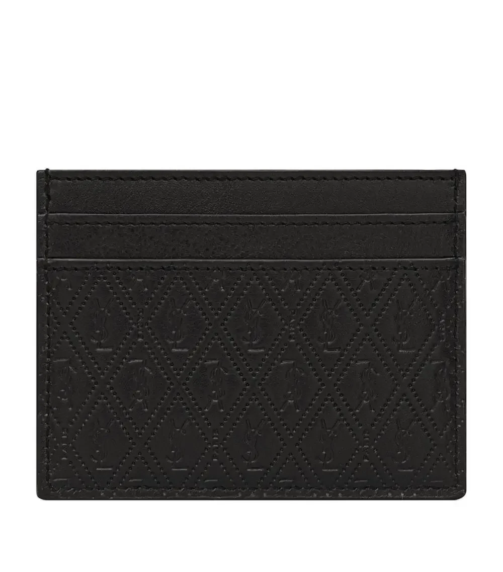 Saint Laurent YSL All Over Monogram Leather Card Holder Black Card Case BNIB